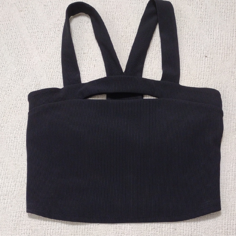 NWT TS By Thrive Black Rib Cutout Bra Womens Size Small